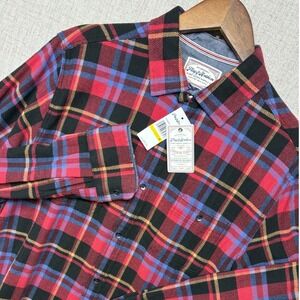 Flag & Anthem Button Down Shirt M Red Blue Plaid Long Sleeve FA23WS1624